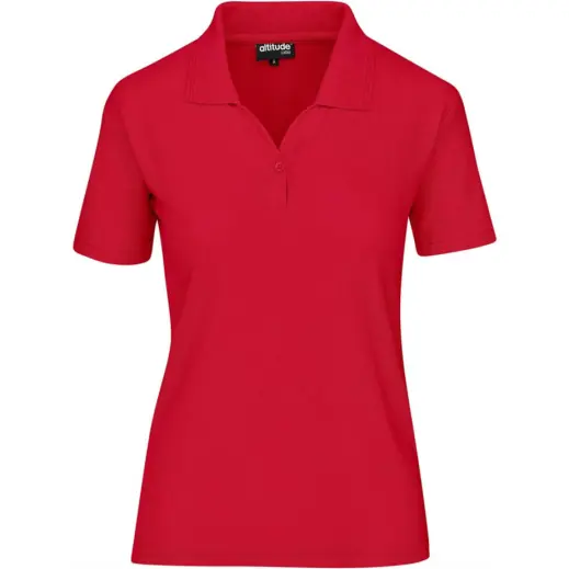 Ladies Basic Pique Golf Shirt Red Front